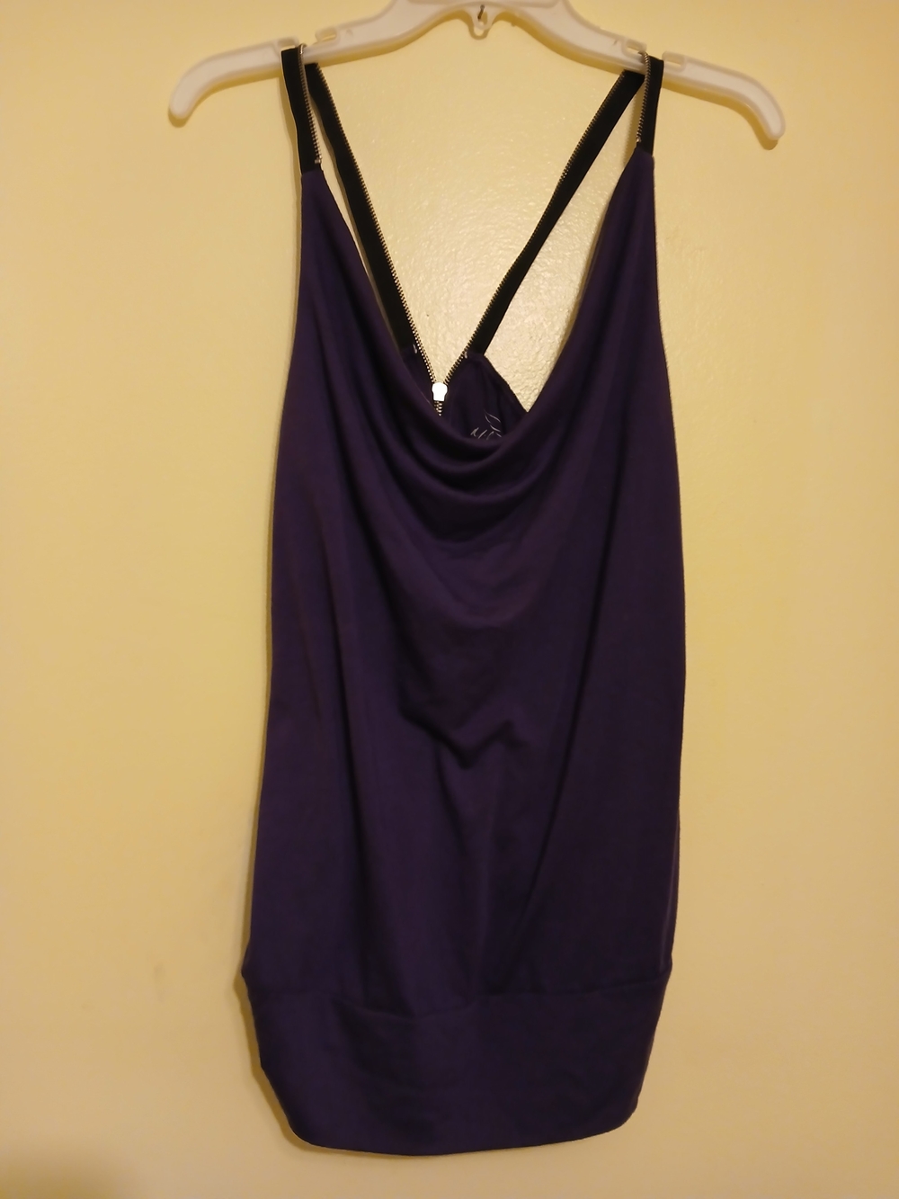 Purple Cowl Neck Tank with Black Zipper